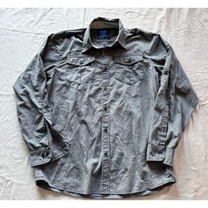 Shiekh Mens Grey Button Down Utility Shirt Long Sleeve Roll Tab Pockets Medium